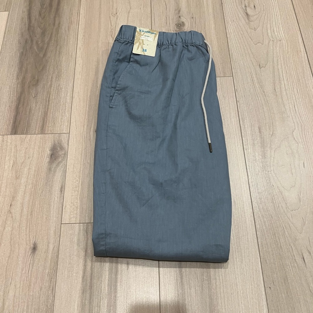 NWT Roundtree & Yorke Carribean Reversible Drawstring Blue Pants Slacks 38x32